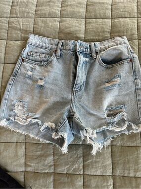 Sneak Peek Light Blue Ripped Denim Cutoff Shorts